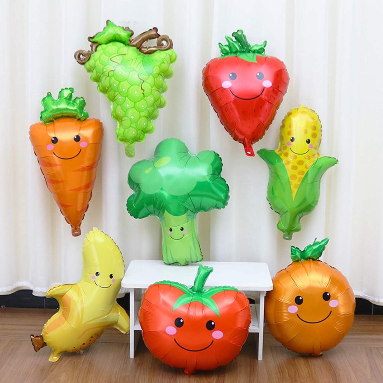 8pcs Fruit & Vegetable Aluminum foil Balloons for Party Decoration Fruit Birthday Aluminum Foil Helium Balloon for Summer Party Wedding Birthday Baby Shower Party Supplies